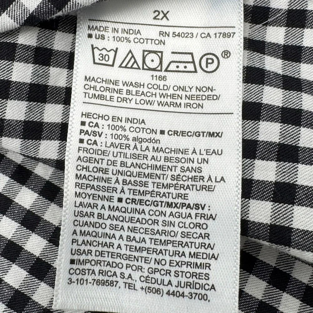 OLD NAVY NWT Women's 2X Black White Gingham Waist-Defined Puff-Sleeve Mini Dress - Picture 6 of 10